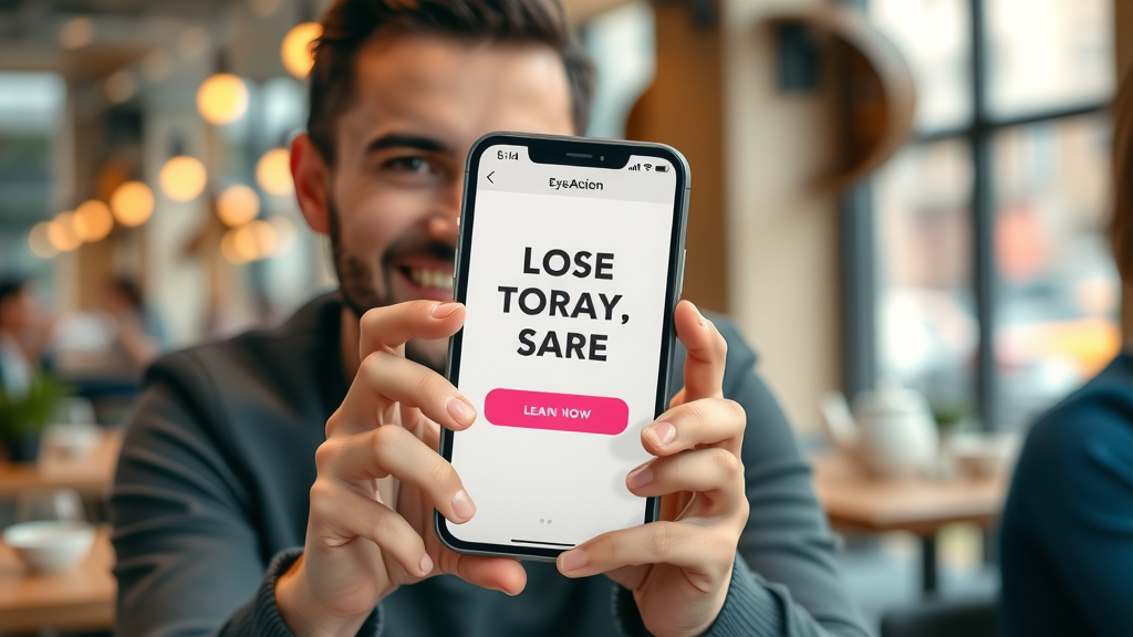 Eye-catching mobile display ad with CTA on smartphone for display ads in marketing