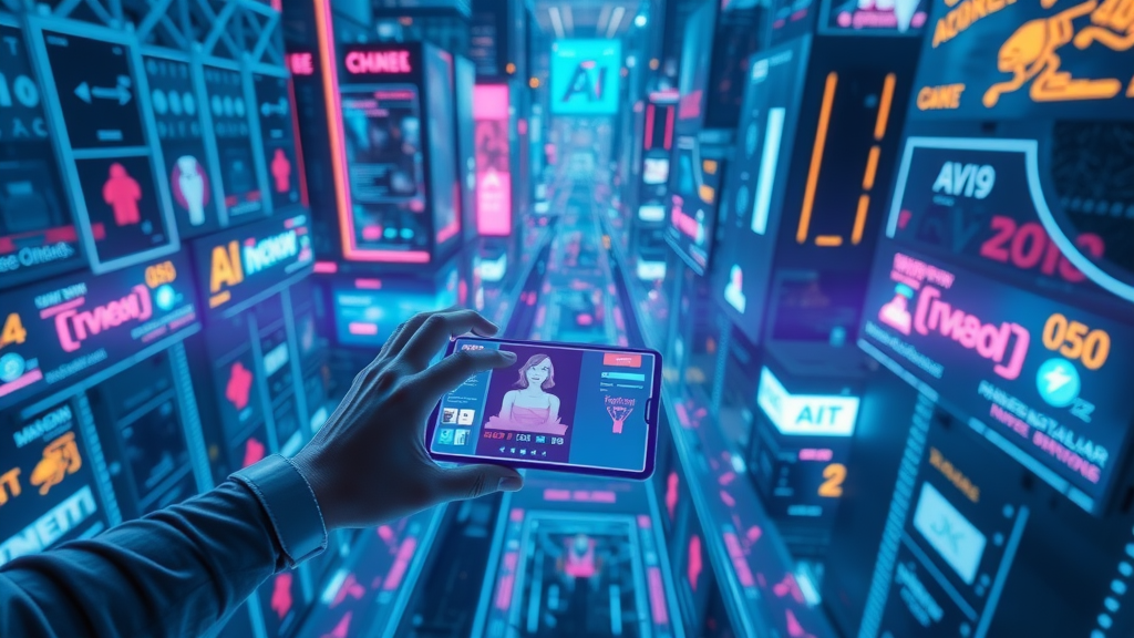 AI-driven paid traffic digital marketing network video ads futuristic holographic displays