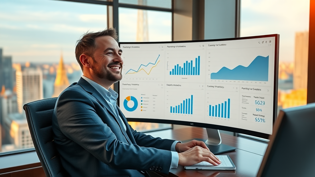 Satisfied executive reviewing positive analytics on content creation and marketing ROI—Capid Houser content marketing agency