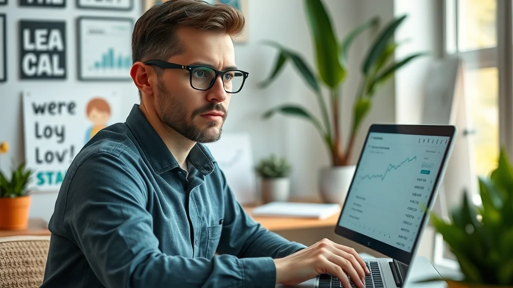 Digital marketer analysing real-time lead generation analytics on screen, focused in a modern workspace with lead gen metrics and tools displayed.