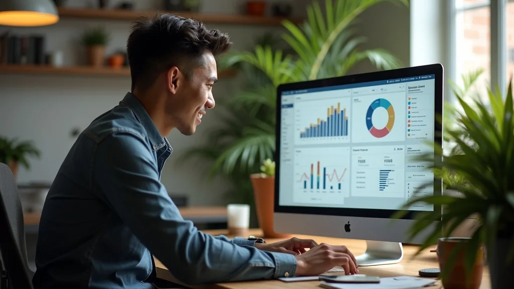 Small business owner reviewing social media campaign analytics for successful SME campaign management with Capid Houser