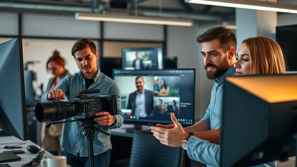 Capid Houser video marketing team collaborating on full production workflow, video production service in modern agency workspace