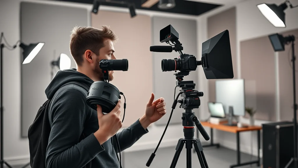 Videographer filming branded video marketing content for company digital marketing campaign