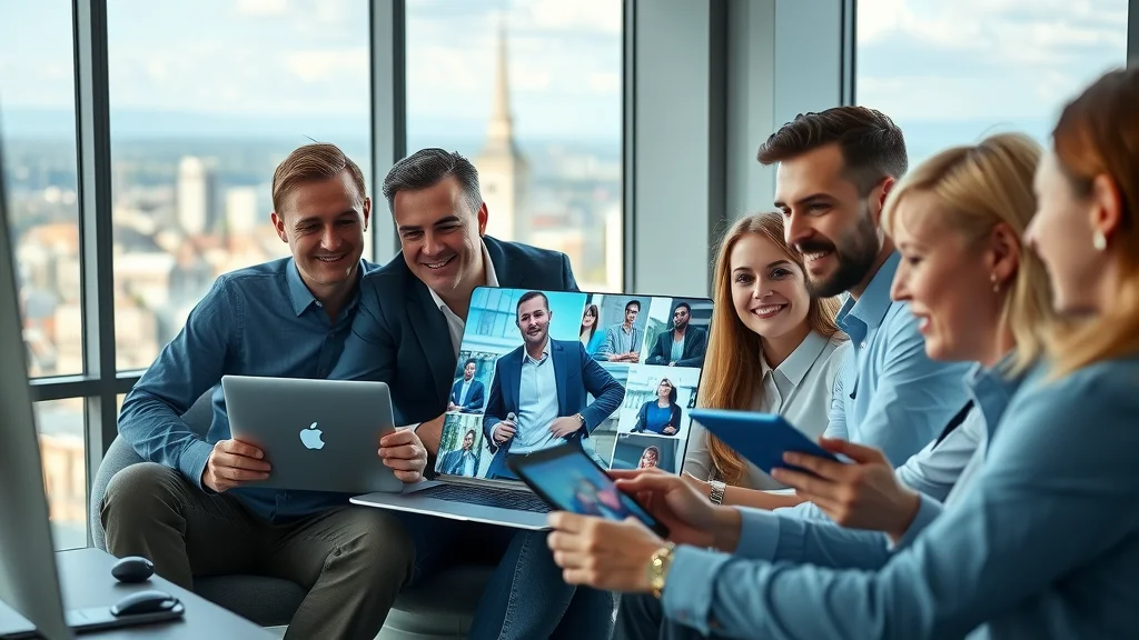 Business team reviewing video ads in a London office - hire a London video marketing agency