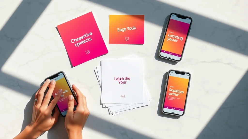 Flat-lay of consistent branded design templates for social media content and campaign management