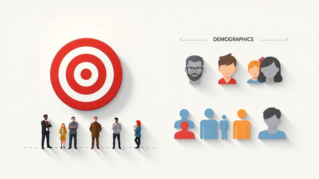 Infographic icons showing distinction between broad target market and specific demographic targeting groups