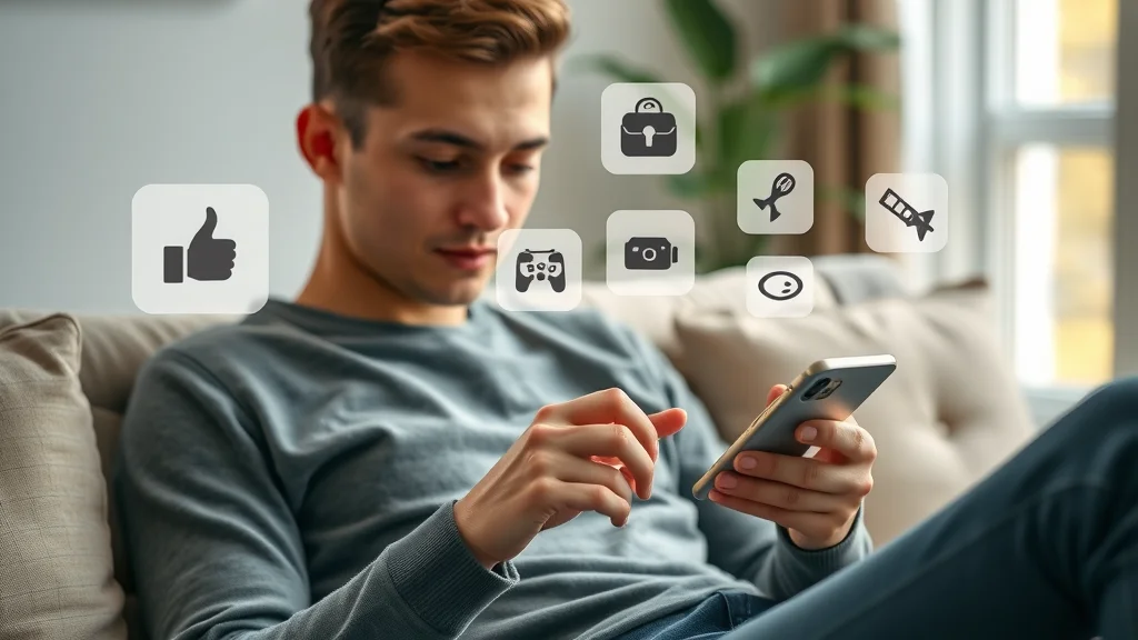 Person scrolling interest-targeted ads for fitness, technology, travel, and food—showing engaging programmatic display ad strategies