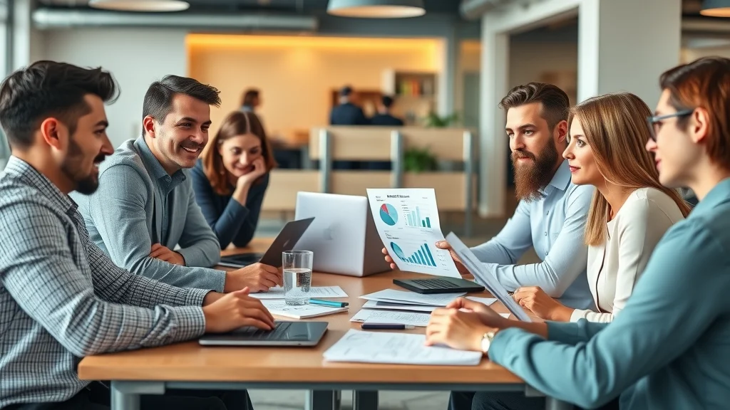 Modern business team collaborating on a blog strategy to use articles, blogging and content for marketing business