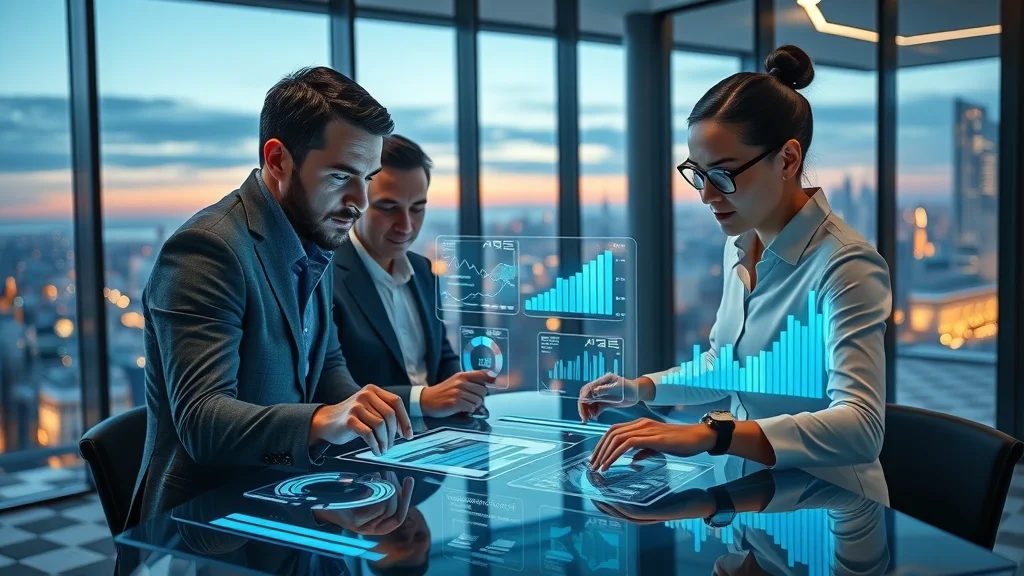 Futuristic business team analysing AI-generated data — importance of a llm ready business website