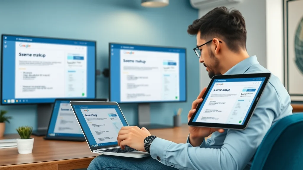 Marketer following a step-by-step checklist for schema markup implementation to optimize content for AI search engines.